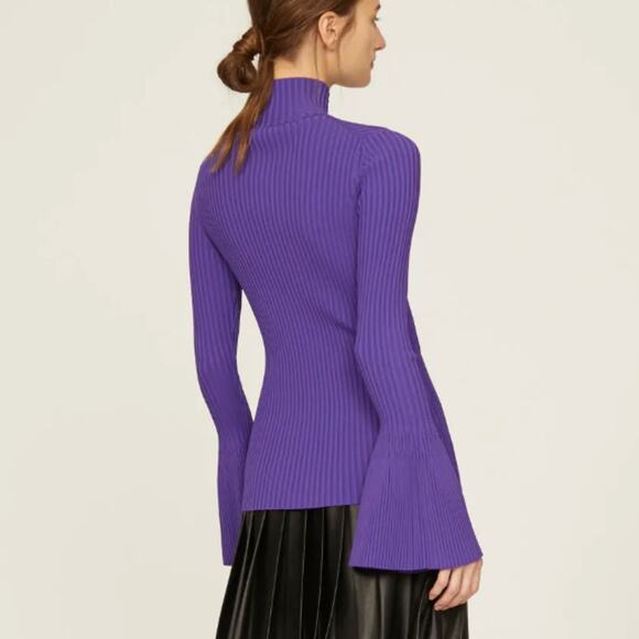 Proenza Schouler Purple Ribbed Zip Sweater Purple SMALL Bodycon Designer $990 - Picture 2 of 11